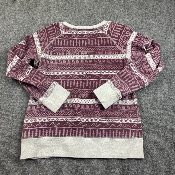 THE NORTH FACE Women’s Nordic Printed Terry Crewneck Sweatshirt Plum/Grey Medium - Picture 2 of 7